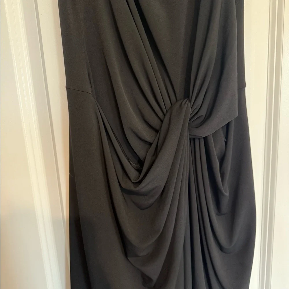 New York & Company Black Asymmetrical Ruched Sheath Dress - Picture 4 of 4